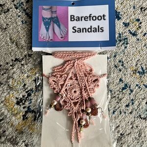 Dusty RosePink Crochet Barefoot Sandals